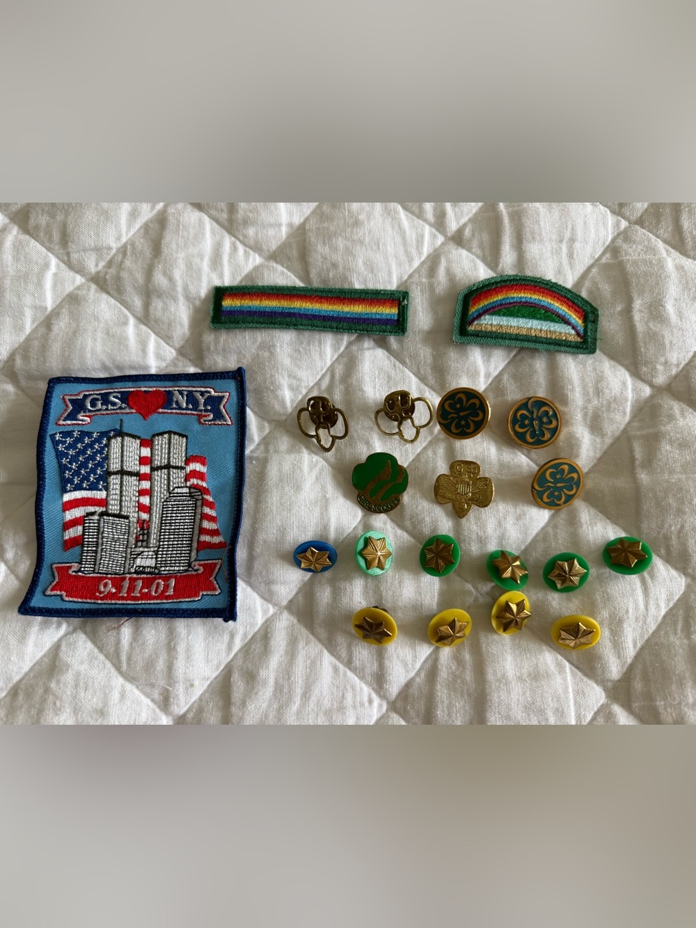 Vintage Girl Scout pins and badges. Pet and smoke free home.